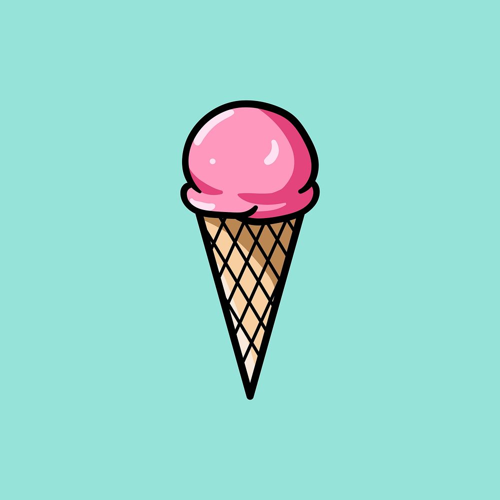 Ice cream waffle cone icon illustration