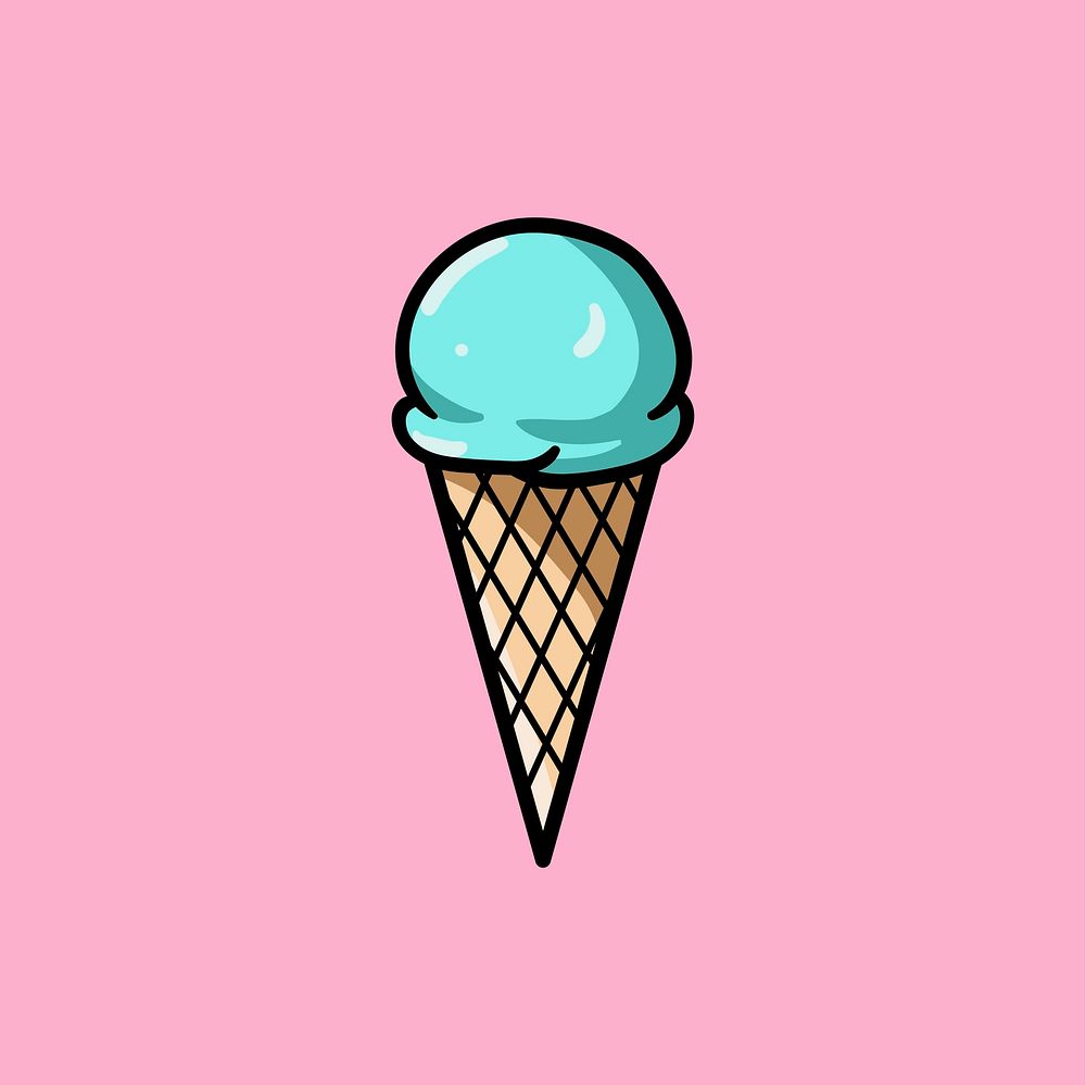 Ice cream waffle cone icon illustration