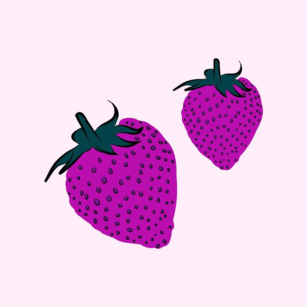 Two strawberries funky graphic illustration