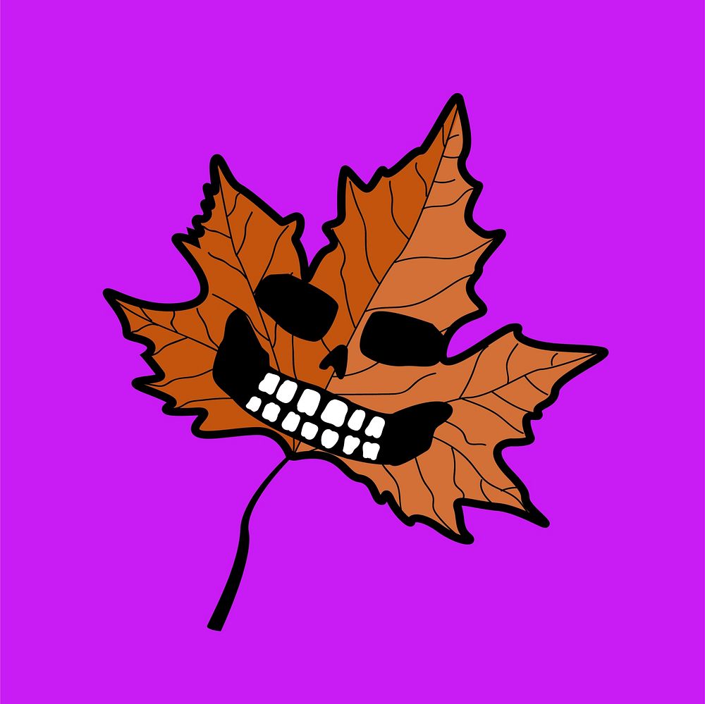 Scary leaf funky graphic illustration
