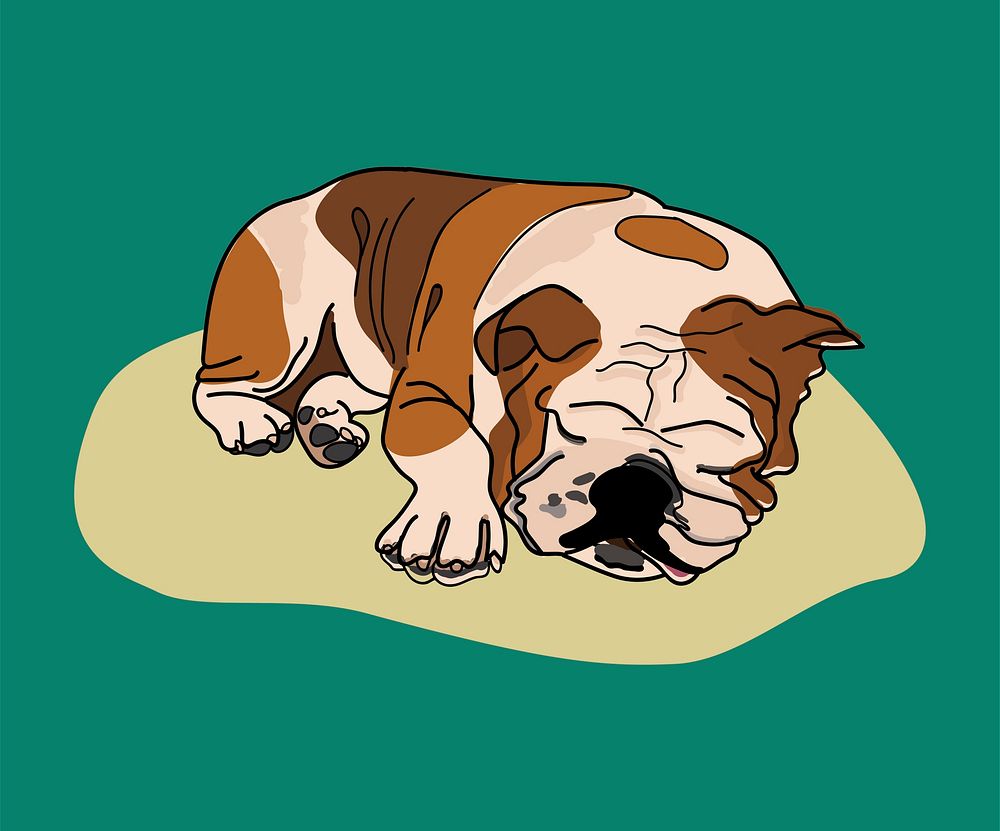 Sleeping dog funky graphic illustration