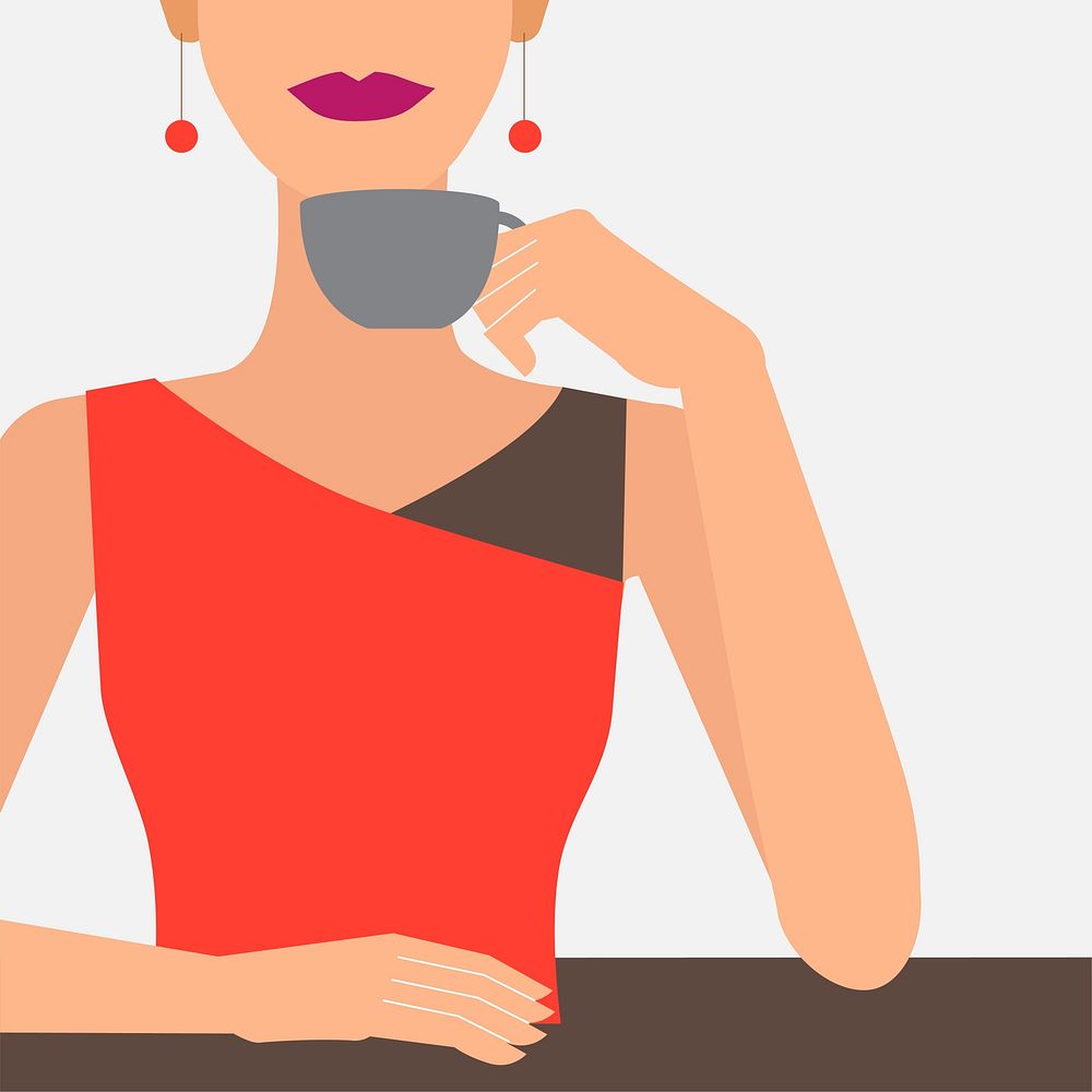 Woman having a cup of coffee illustration