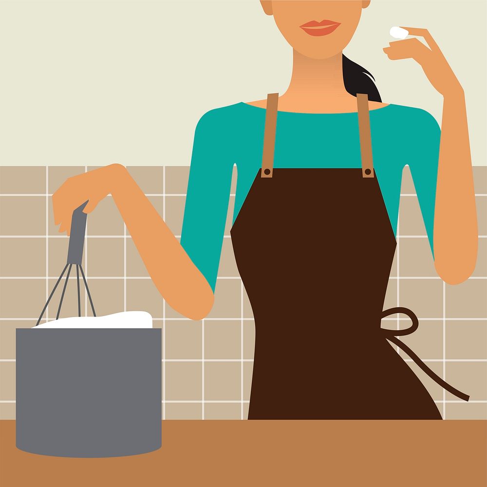 Woman cooking in the kitchen illustration