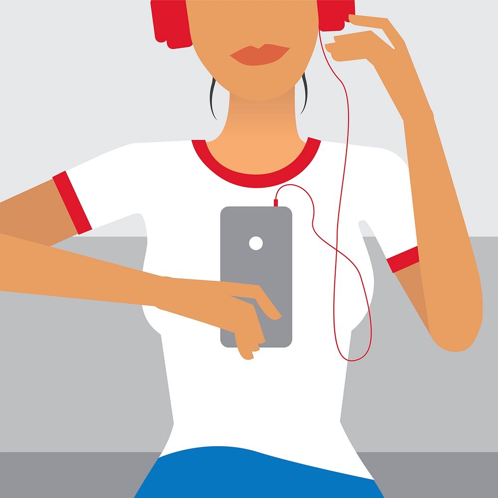 Woman listening to music illustration
