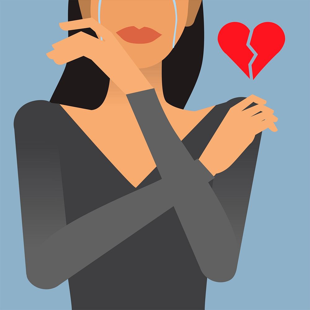 Woman with a broken heart illustration