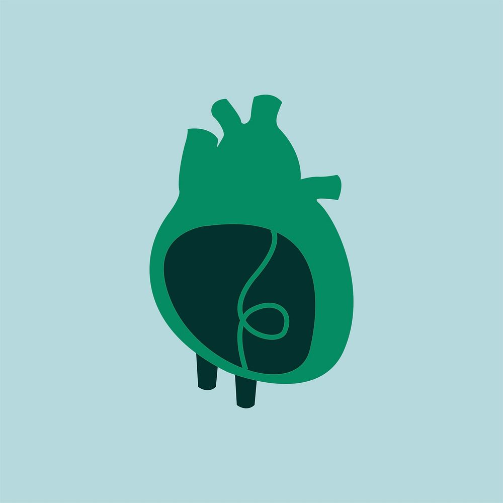 Isolated green heart illustration with sustainability concept