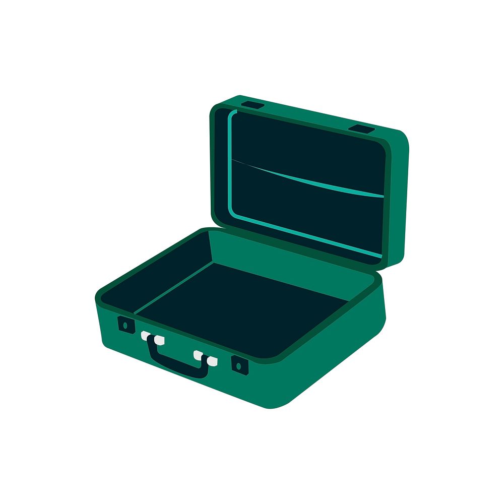Green briefcase isolated in white illustration