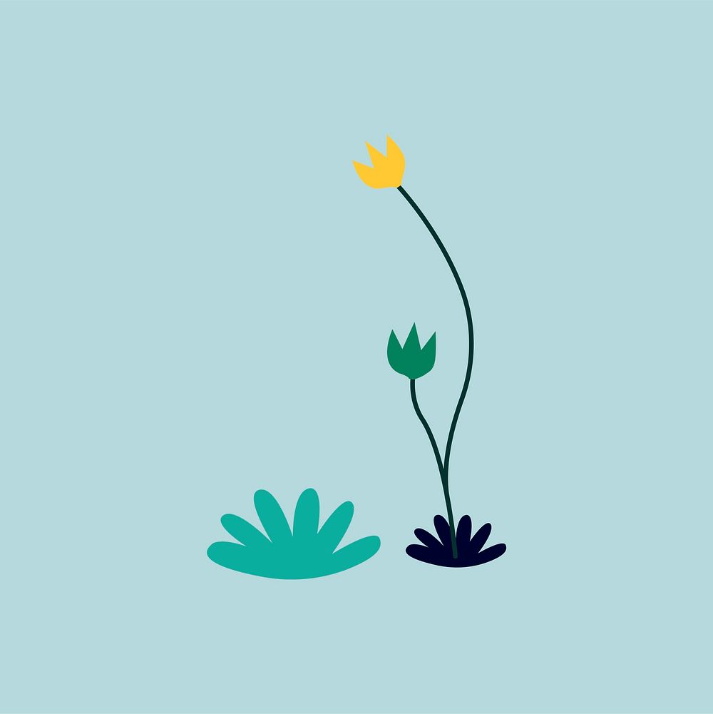 Yellow and green flower illustration