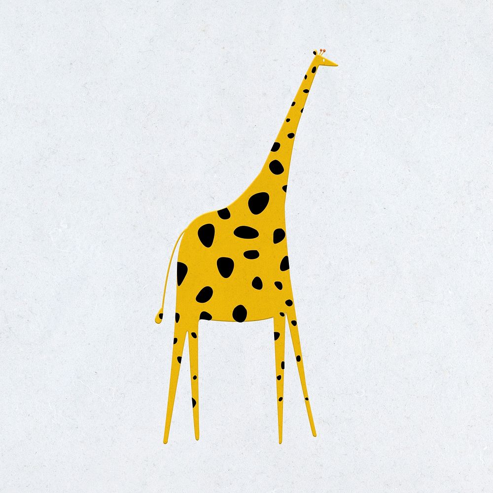 Cute yellow giraffe psd flat animal illustration