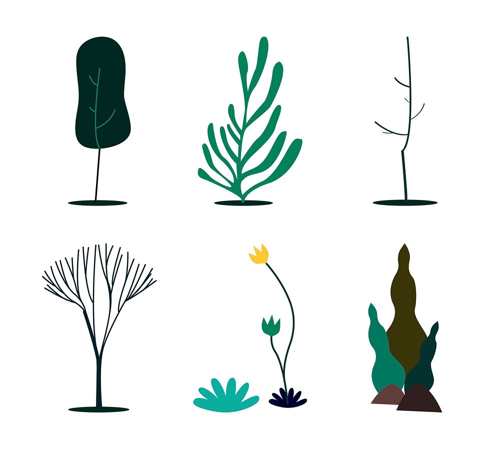 Collection of green nature concept illustration