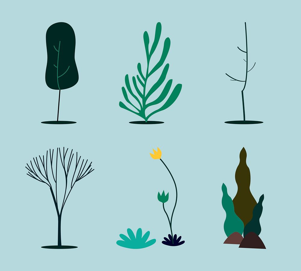 Collection of green nature concept illustration