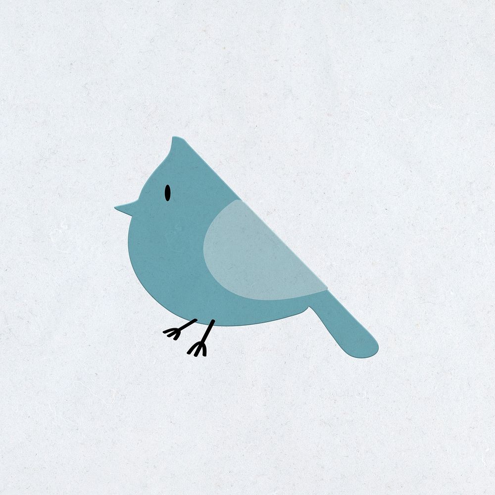 Blue chubby bird psd flat illustration
