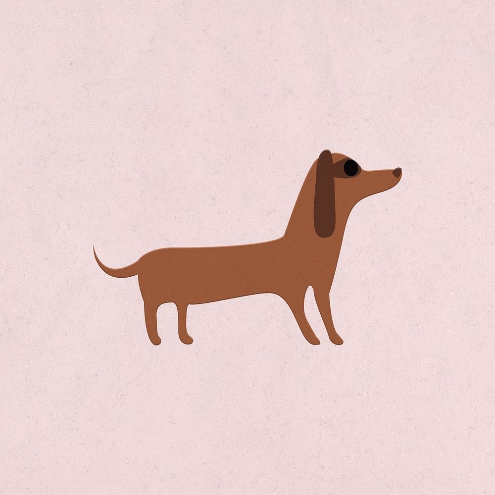Brown dachshund psd flat illustration