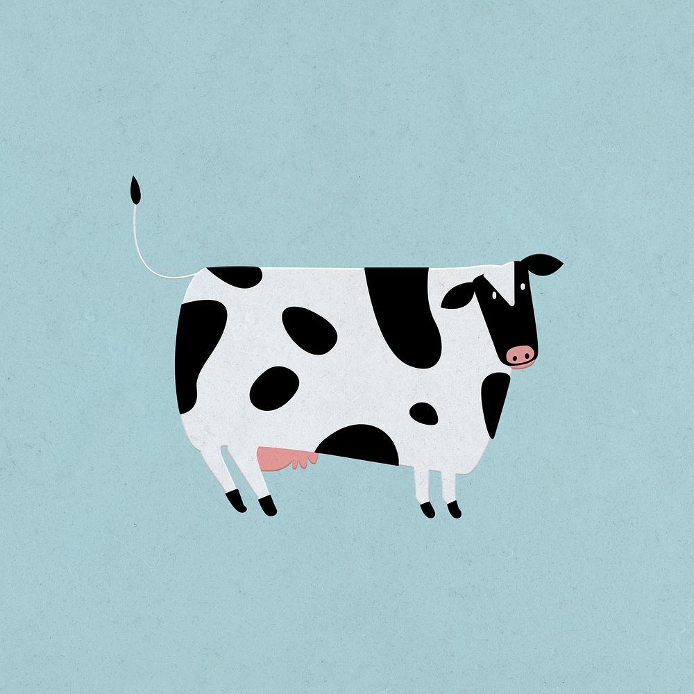 Cute cow psd illustration in black and white