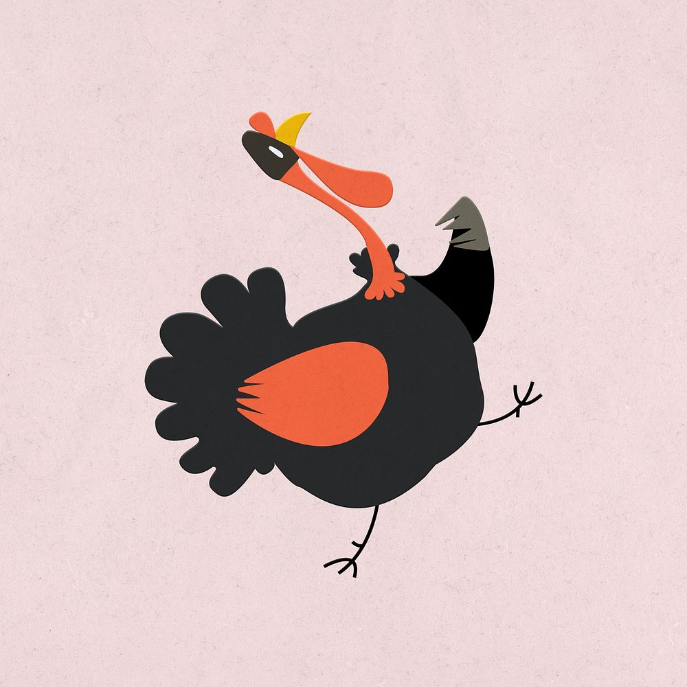 Cute little happy turkey psd flat illustration