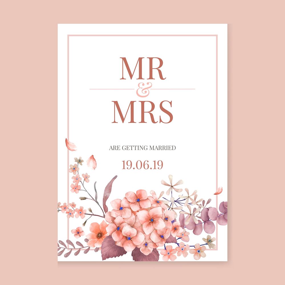 Greetings card with pink and floral theme