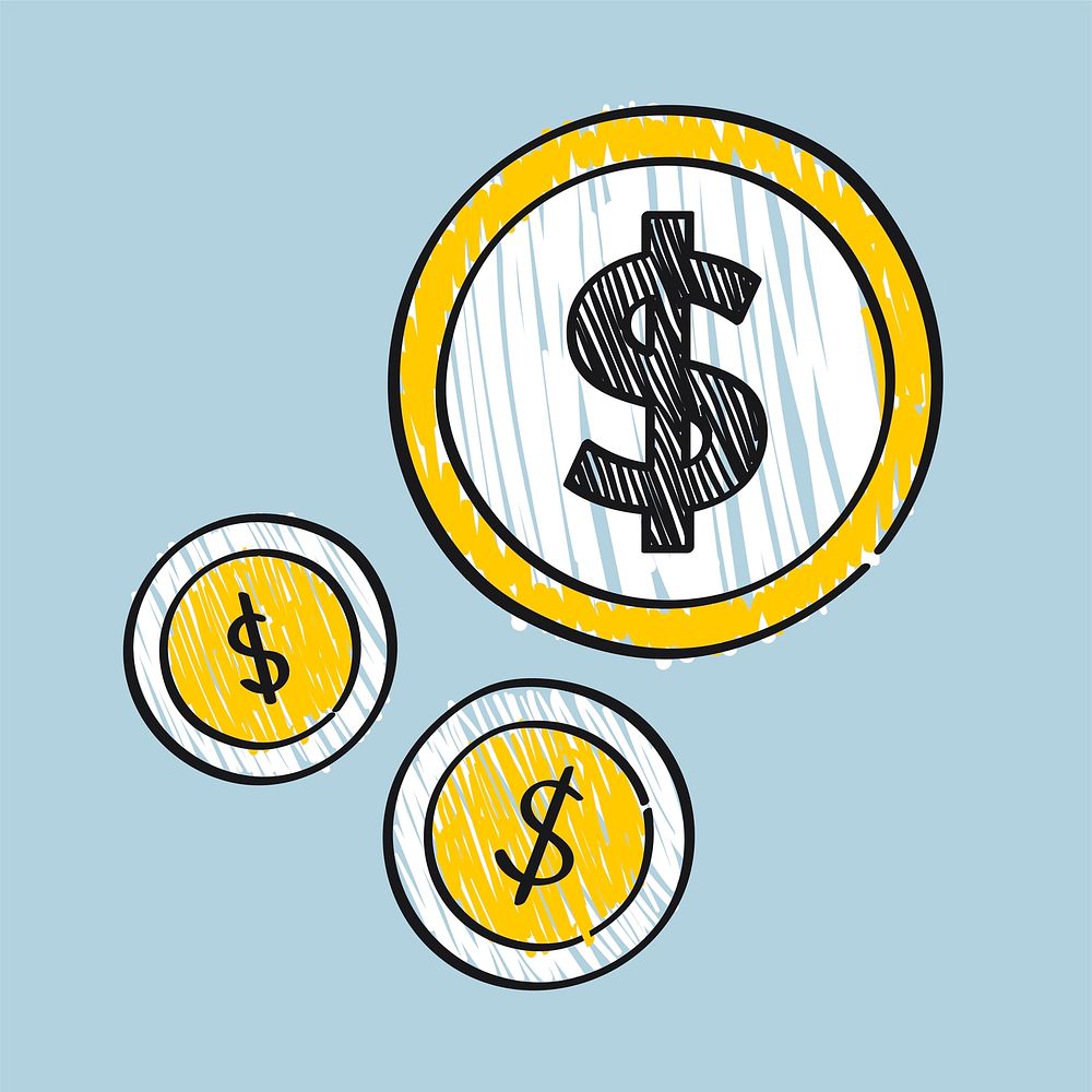 Dollar sign on coins illustration