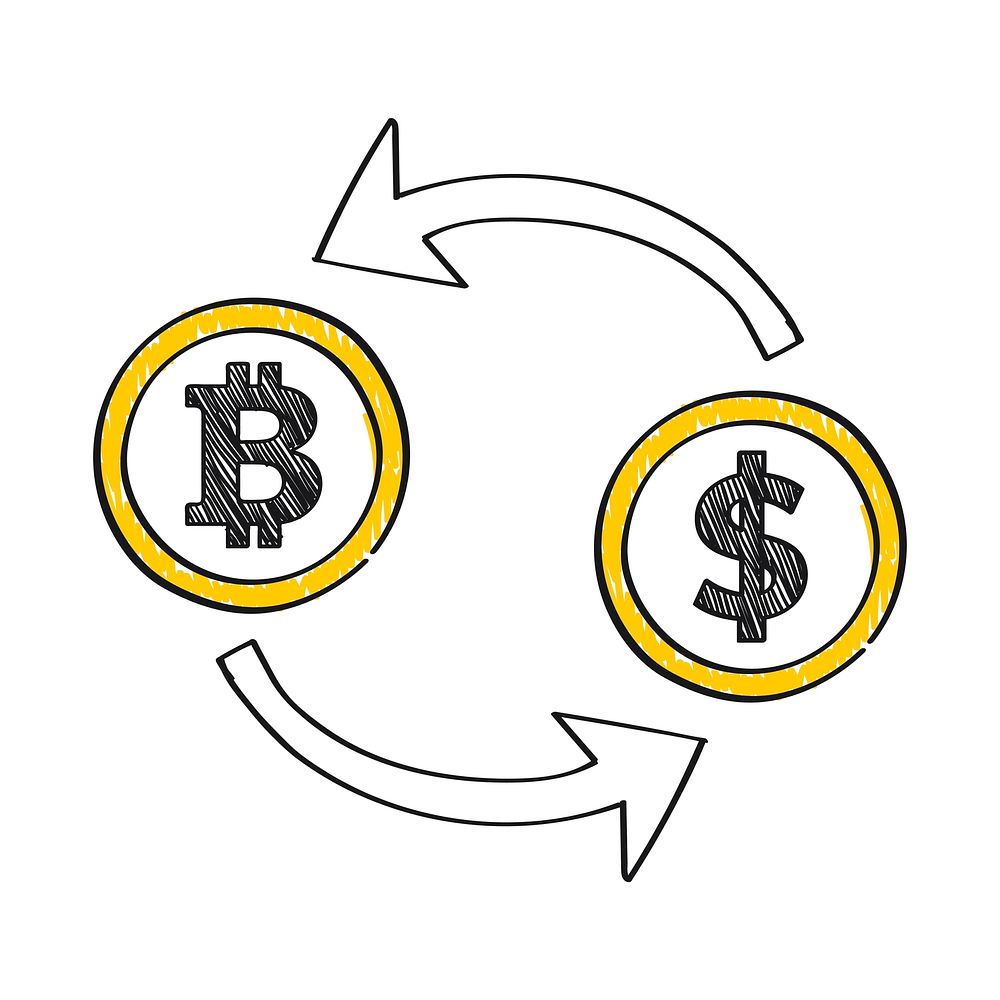 Bitcoin currency exchange concept illustration