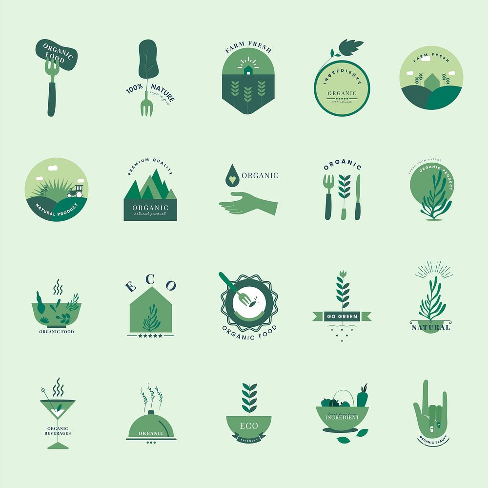 Set of organic and go green icons