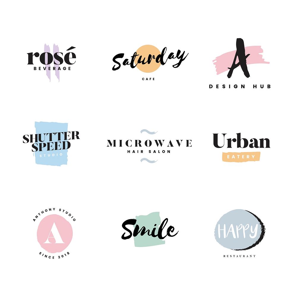 Collection of logos and branding vector