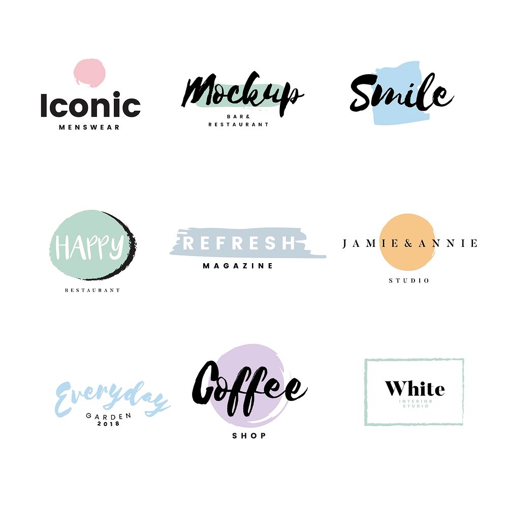 Collection of logos and branding vector