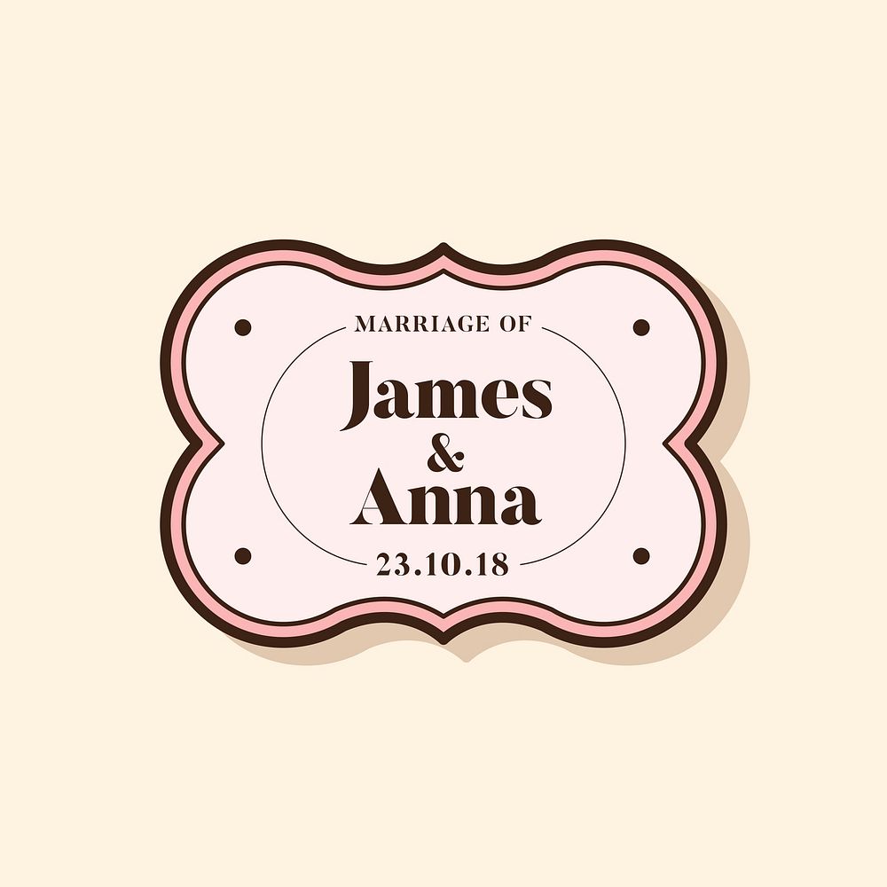 Classic style wedding invitation badge