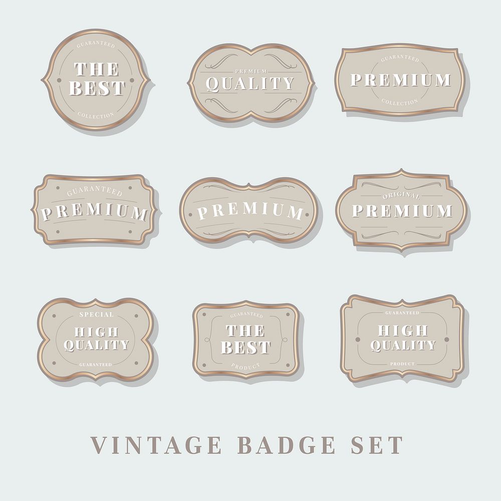 Beige vintage premium badge vectors