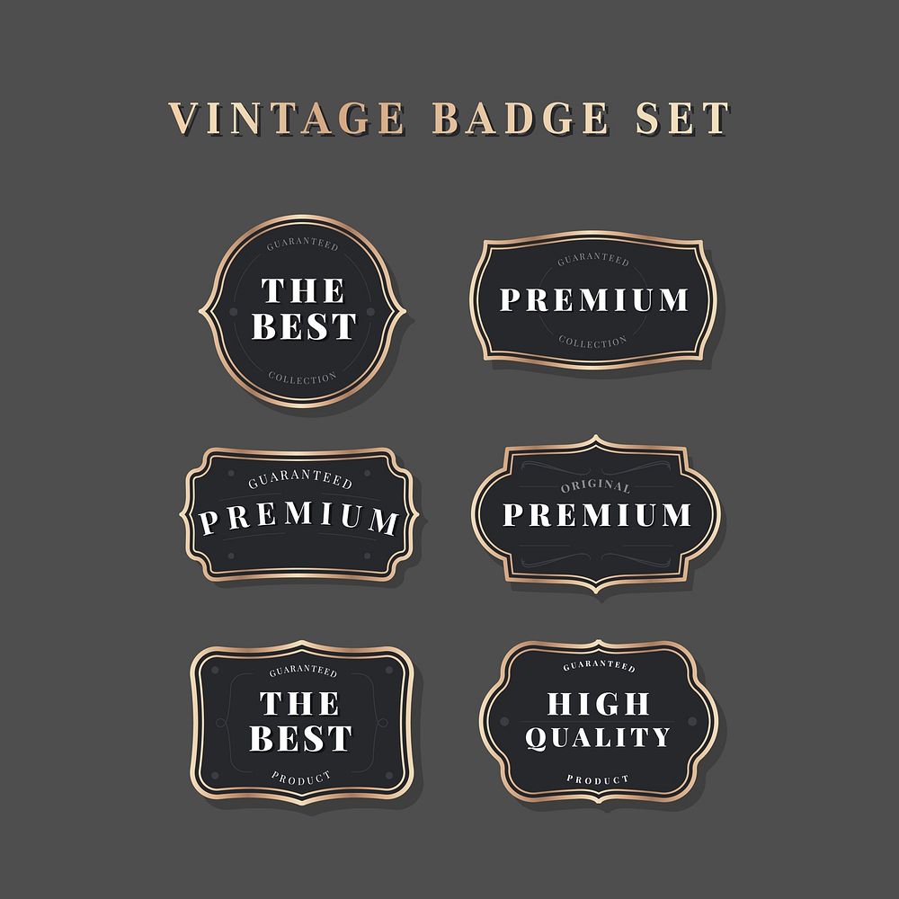 Black vintage premium badge vectors