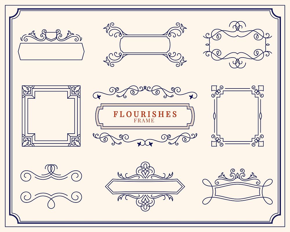 Collection of vintage ornament frame illustration