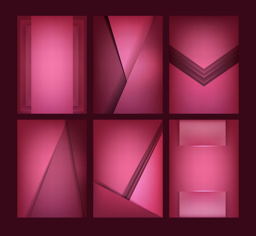 Set of abstract background designs in dark pink