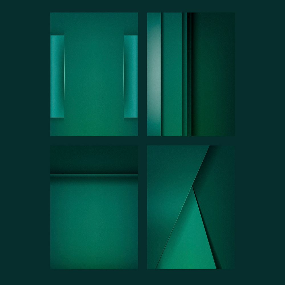Set of abstract background designs in emerald green