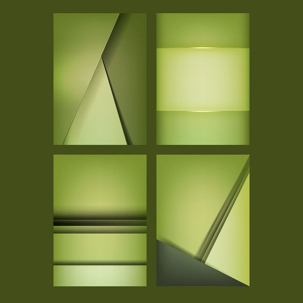 Set of abstract background designs in lime green