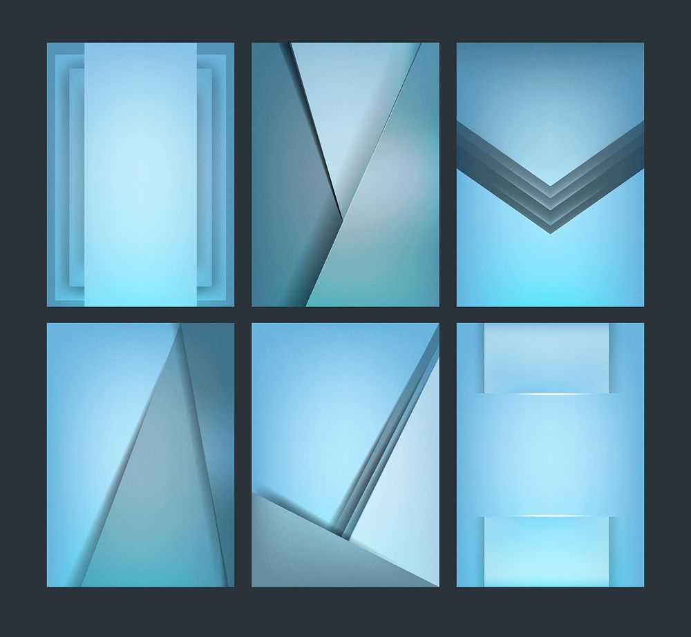 Set of abstract background designs in blue