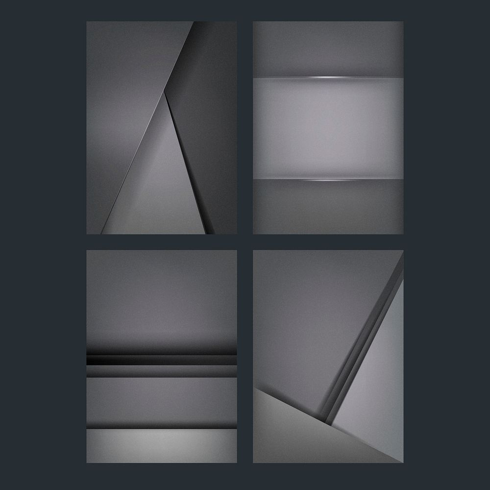 Set of abstract background designs in dark gray