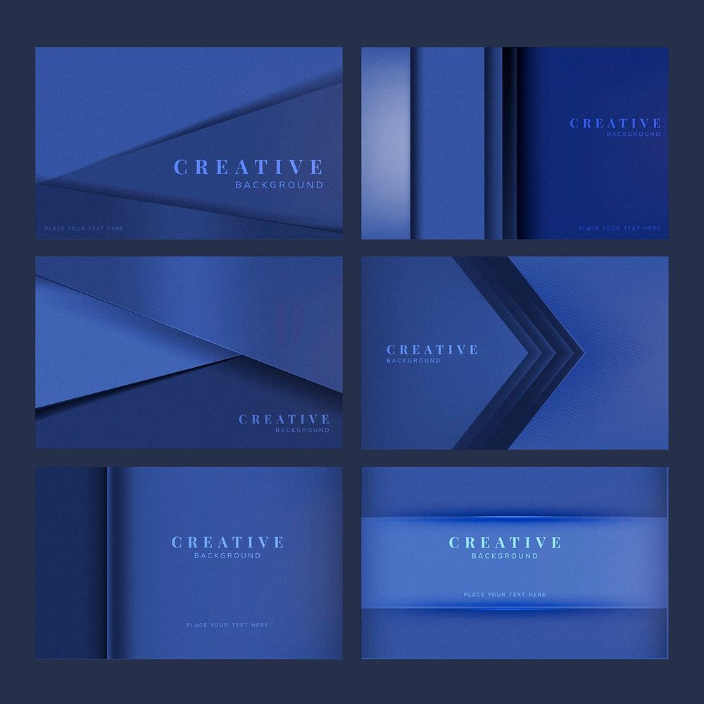 Set of creative background designs in blue