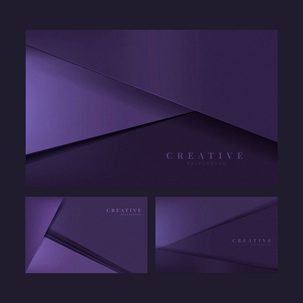 Set of abstract creative background designs in deep purple