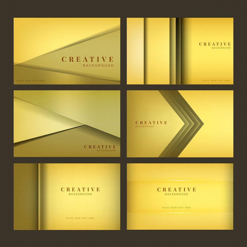 Set of abstract creative background designs in yellow