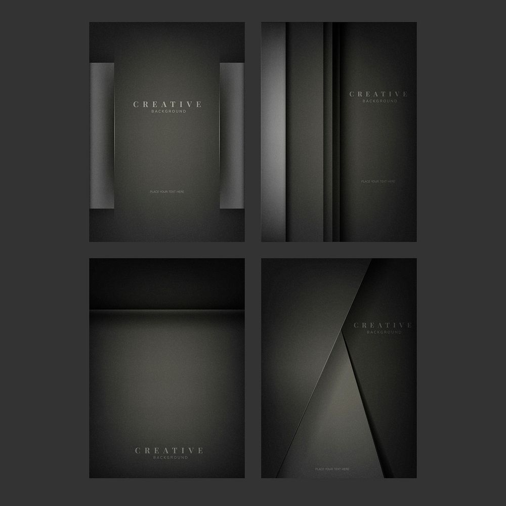 Set of abstract creative background designs in black