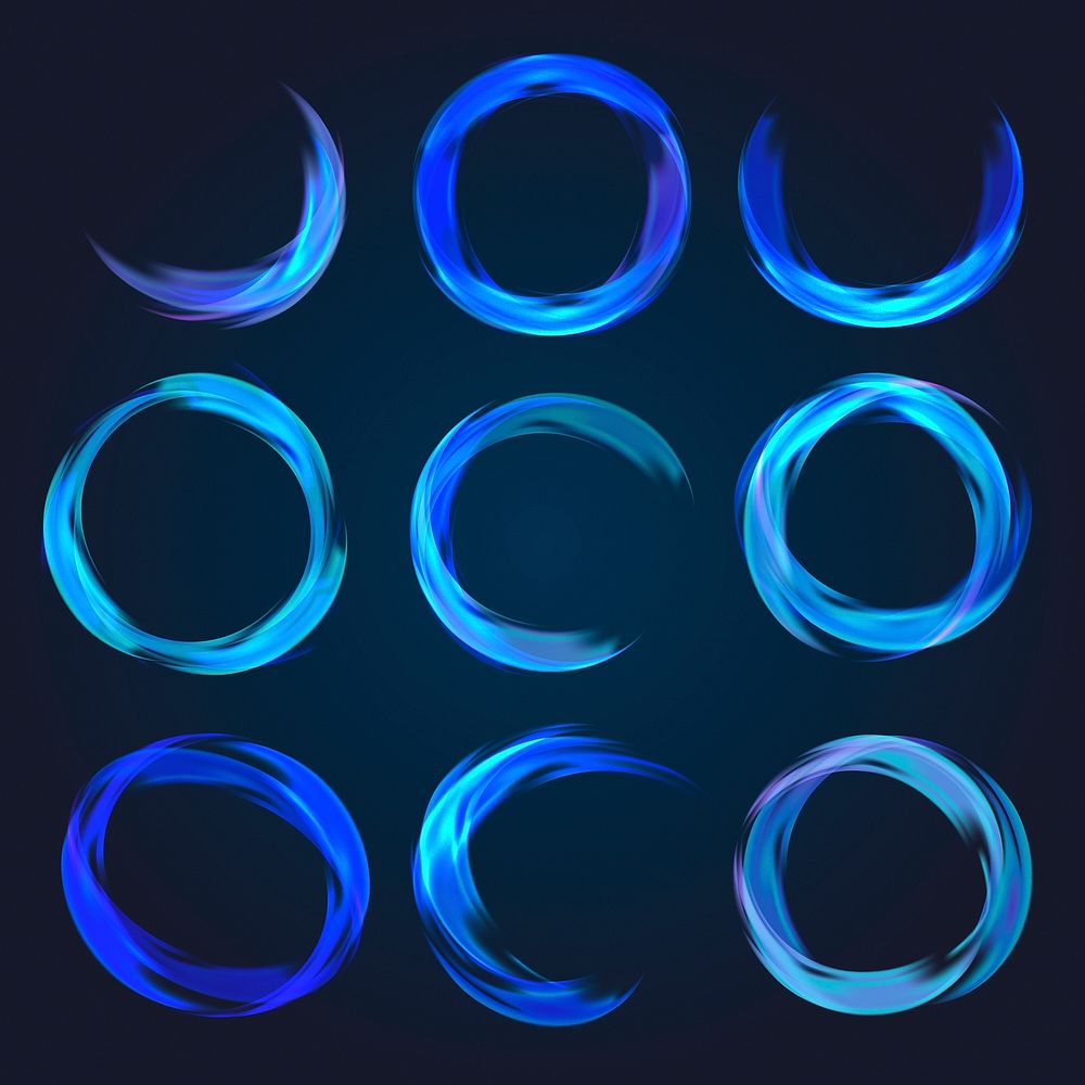 Blue abstract circle banners vector set