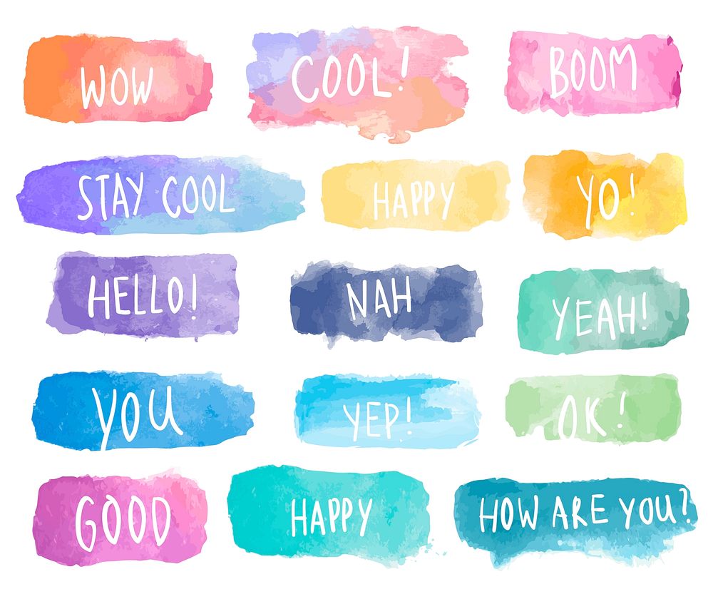 Colorful collection of watercolor patches vector