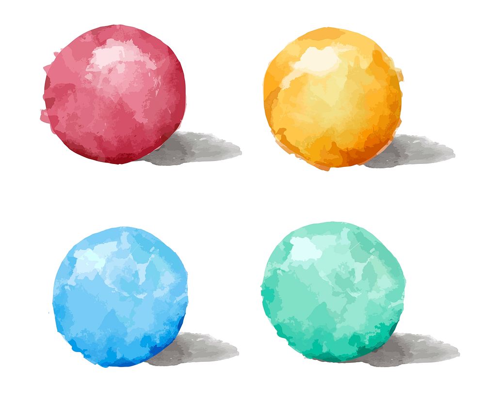 Set of colorful watercolor badge vector