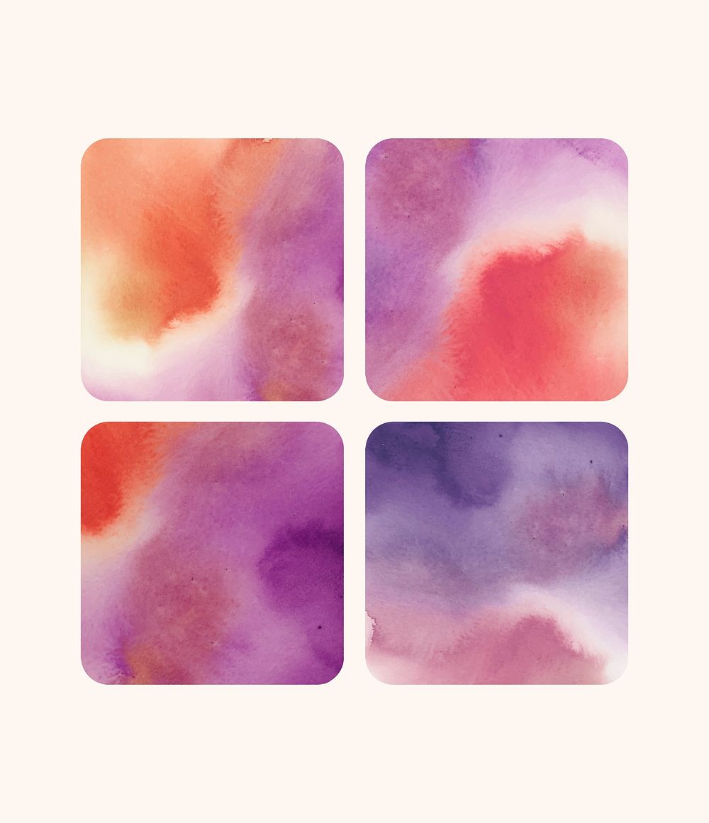 Square shaped watercolor backgrounds vector