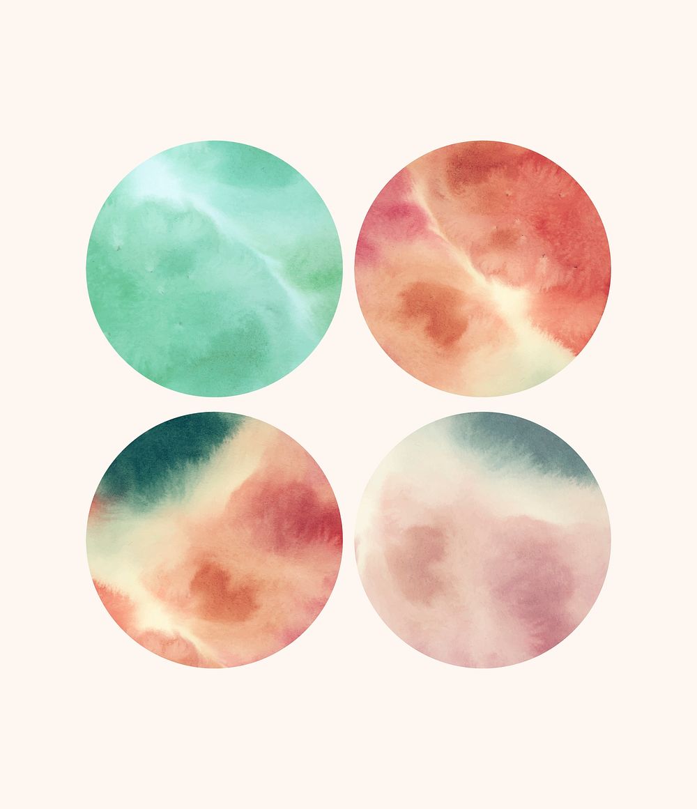 Round shaped watercolor backgrounds vector