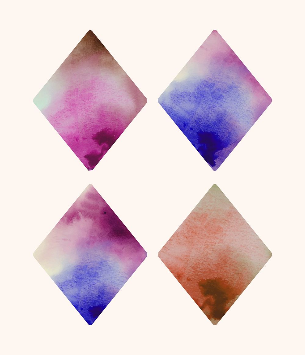 Diamond shaped watercolor backgrounds vector