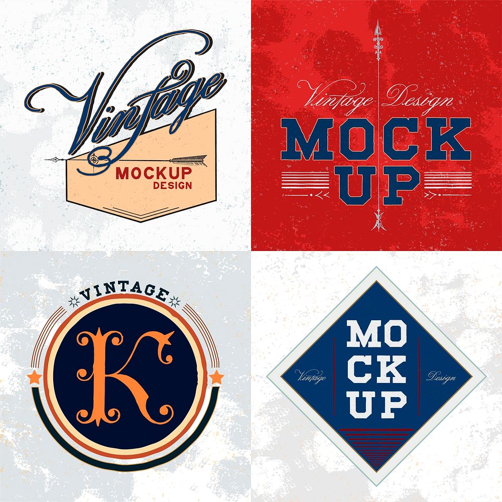 Set of vintage mockup logo design vector
