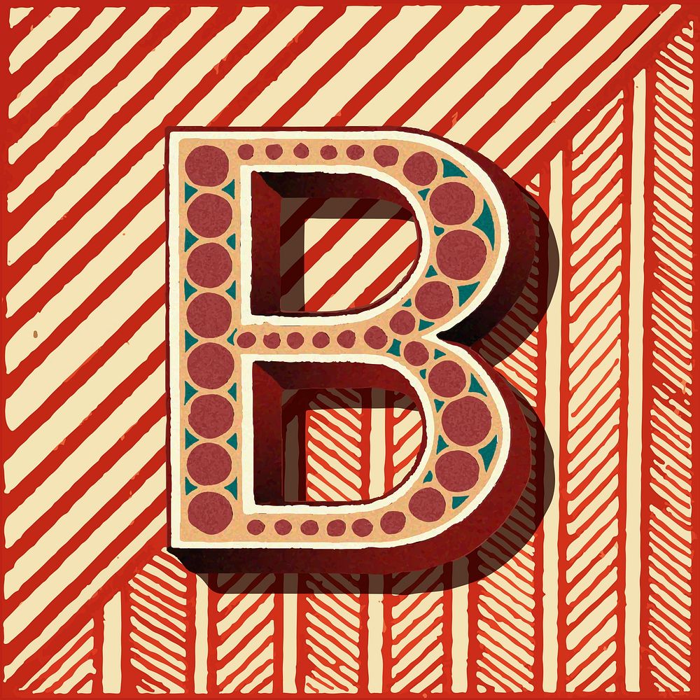 Capital letter B vintage typography style
