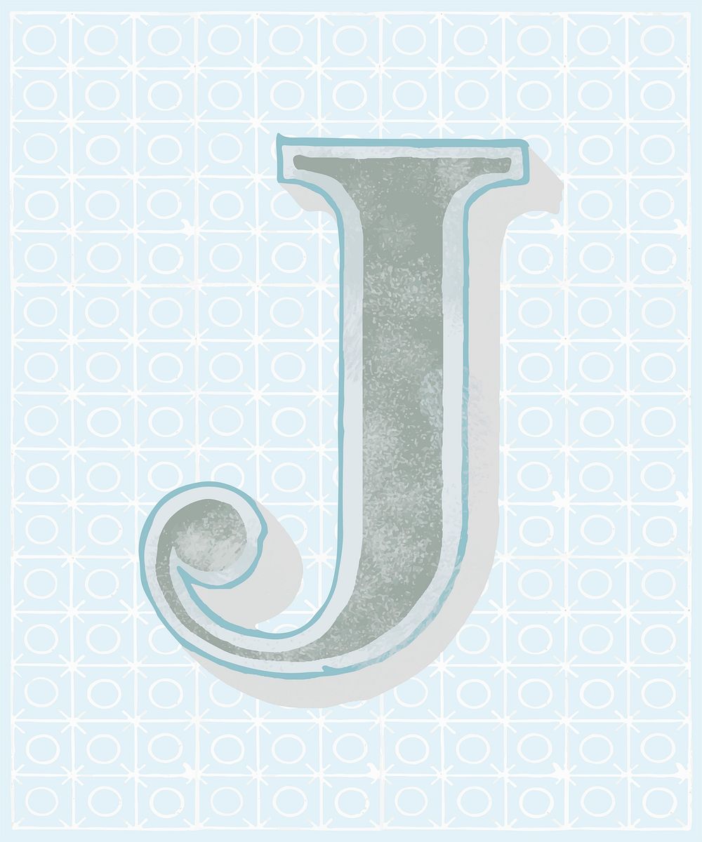Capital letter J vintage typography style
