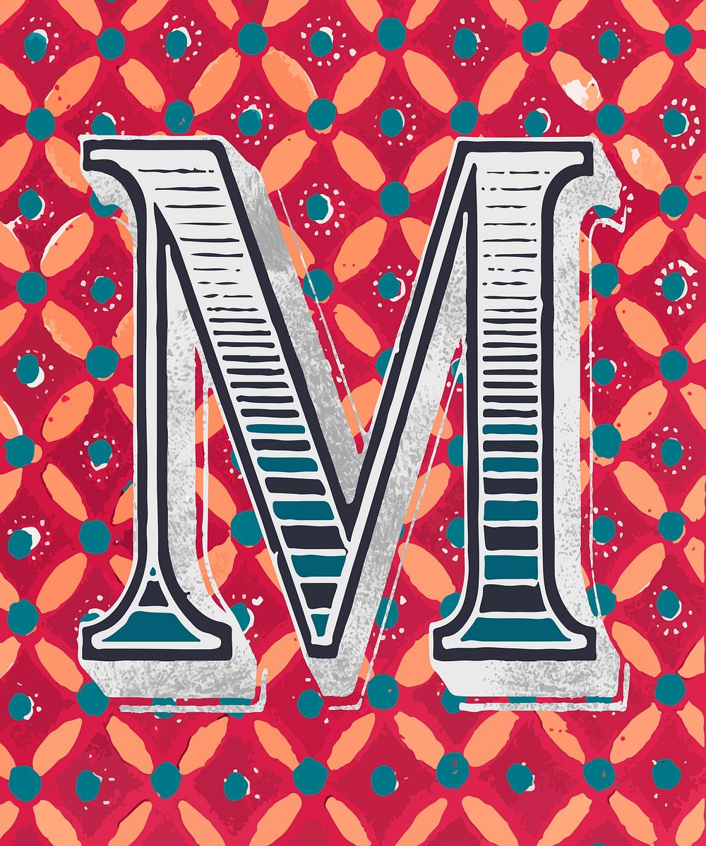 Capital letter M vintage typography | Free Vector - rawpixel