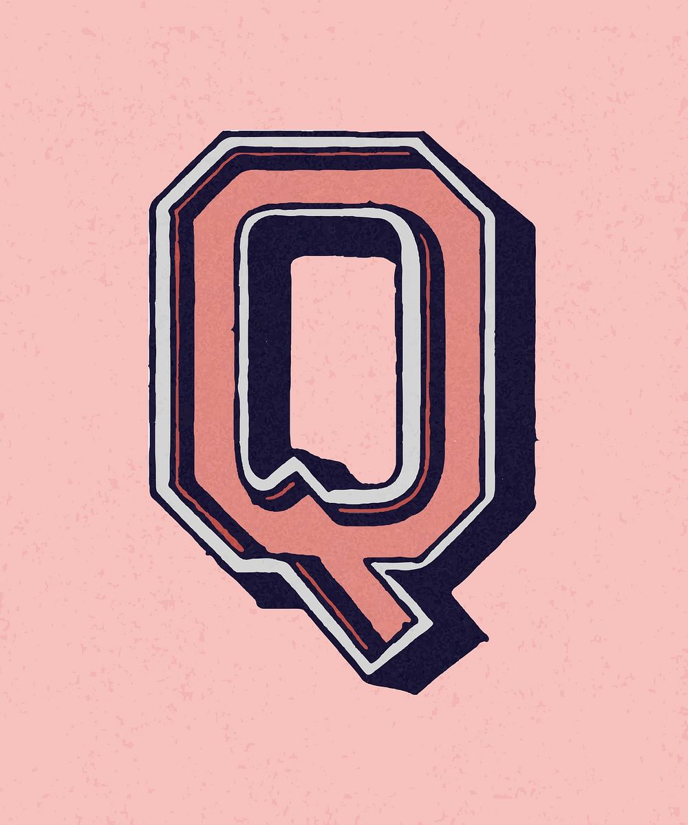 Capital letter Q vintage typography style