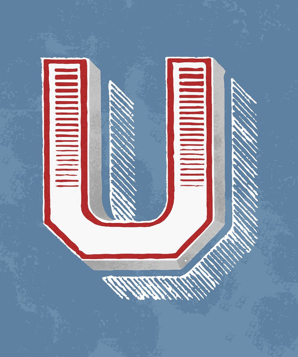 Capital letter U vintage typography style